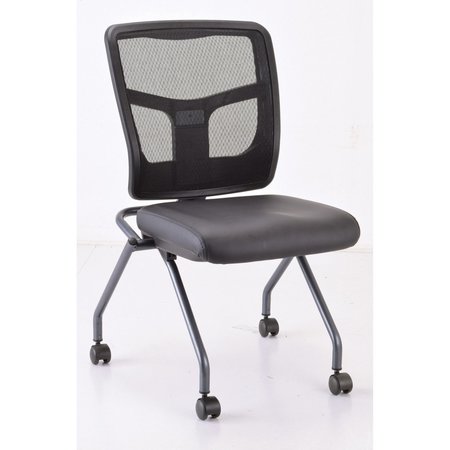 OFFICESOURCE CoolMesh Collection Armless Nesting Chair with Titanium Gray Frame 7774TNSABK
